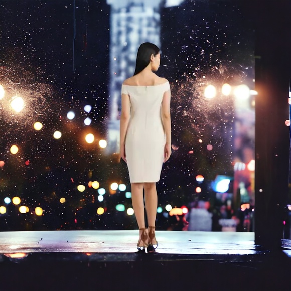 NWT Lauren Ralph Lauren Crepe Off the Shoulder Cocktail Dress - Picture 4 of 9